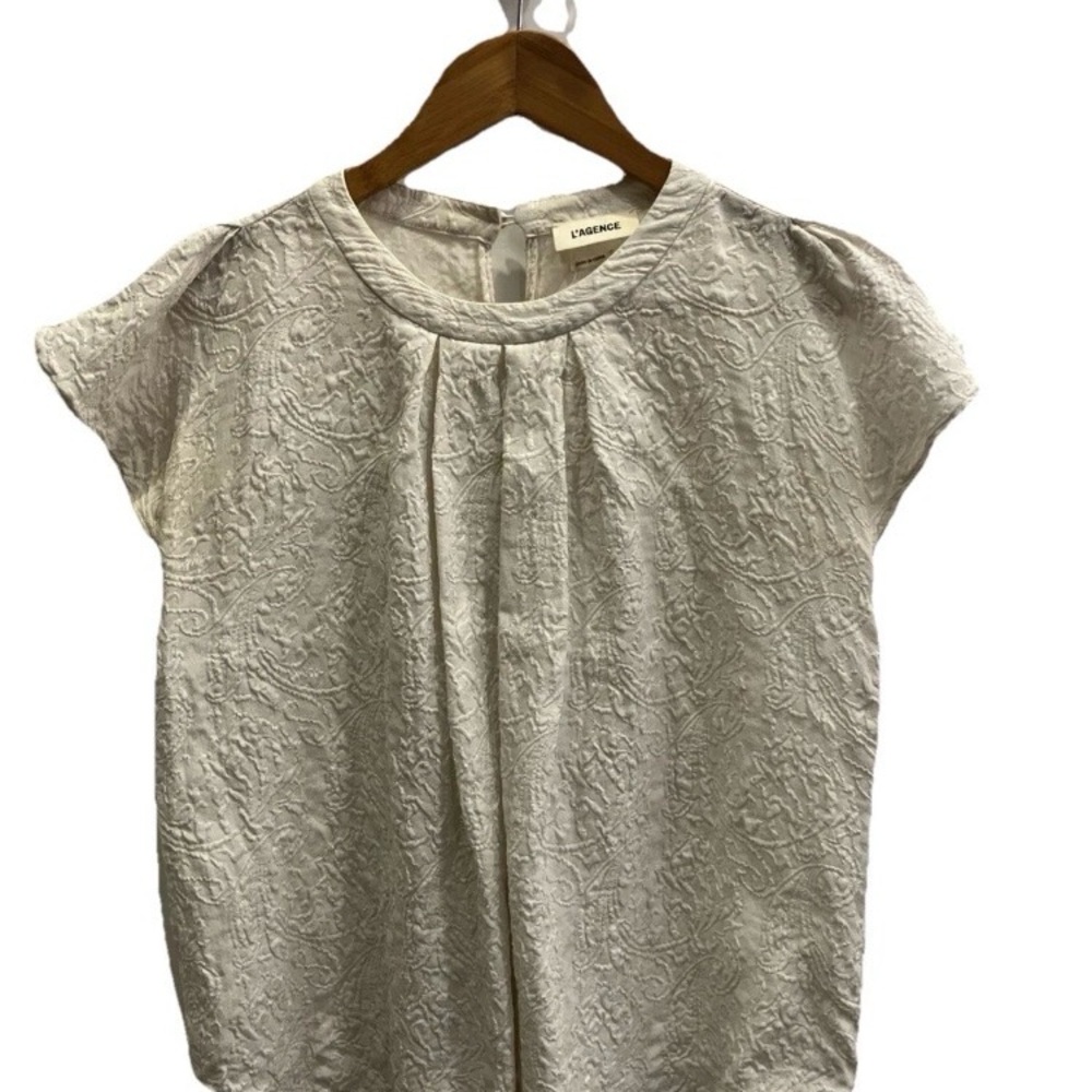 L'AGENCE Cream Textured Blouse